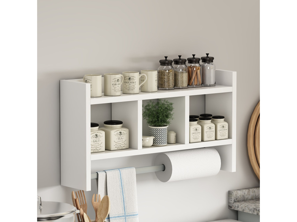 Étagère murale en bois "Asya" - 63 x 14 x 35 cm - Blanc