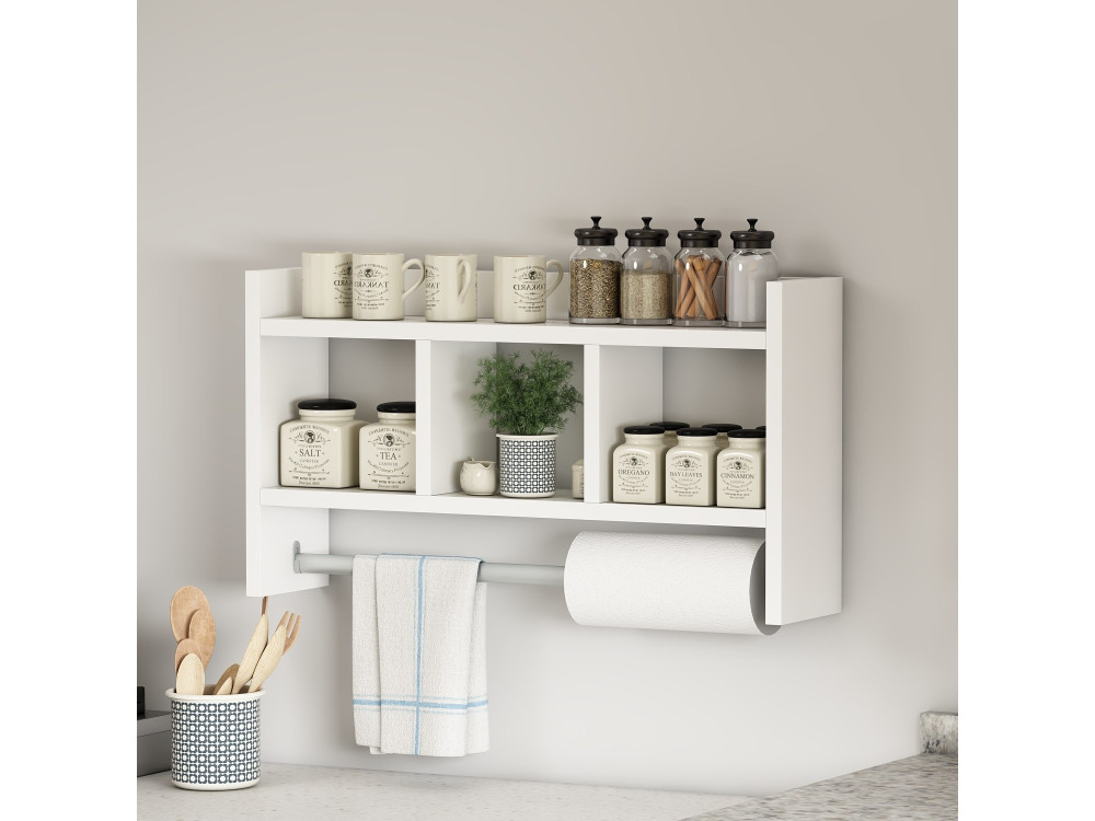 Étagère murale en bois "Asya" - 63 x 14 x 35 cm - Blanc