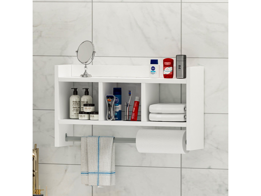 Étagère murale en bois "Asya" - 63 x 14 x 35 cm - Blanc