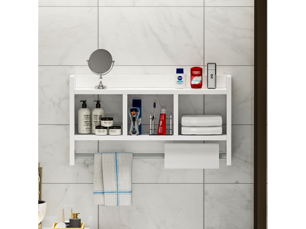 Étagère murale en bois "Asya" - 63 x 14 x 35 cm - Blanc