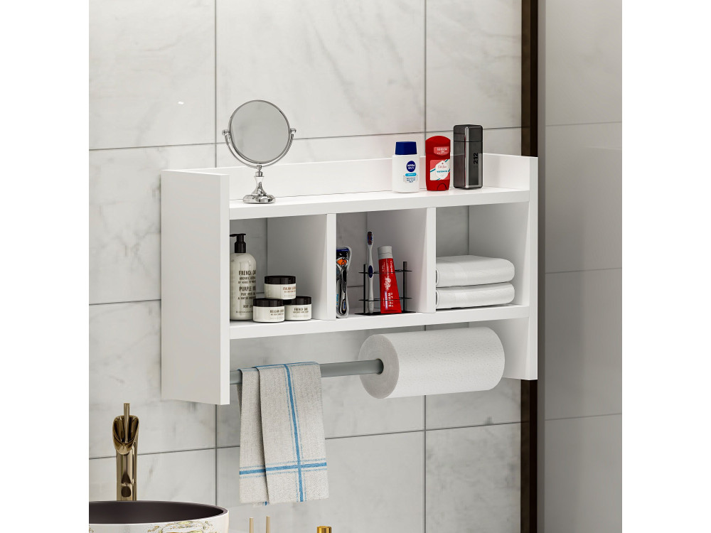 Étagère murale en bois "Asya" - 63 x 14 x 35 cm - Blanc