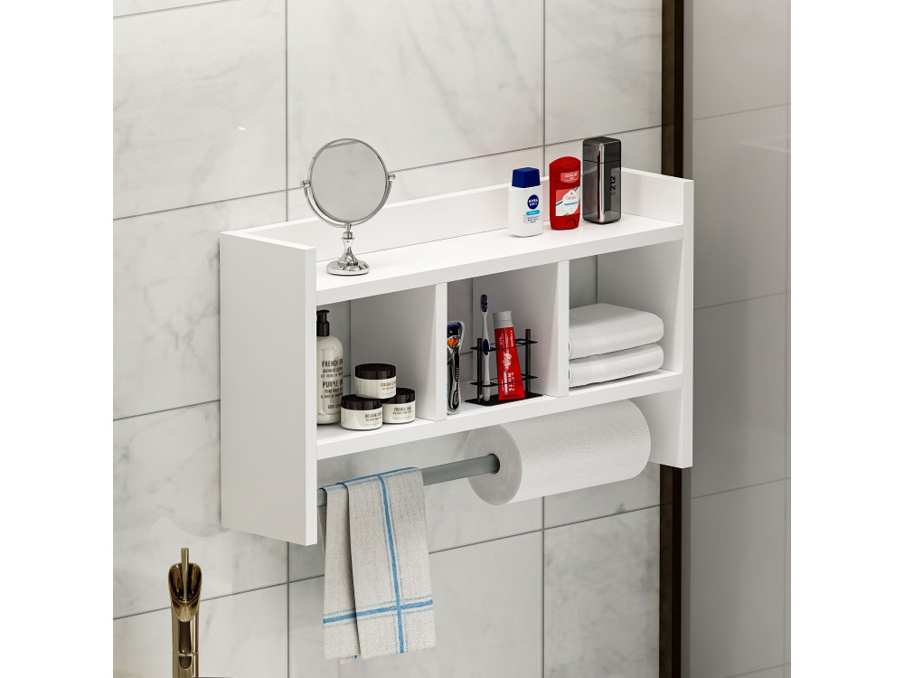 Étagère murale en bois "Asya" - 63 x 14 x 35 cm - Blanc