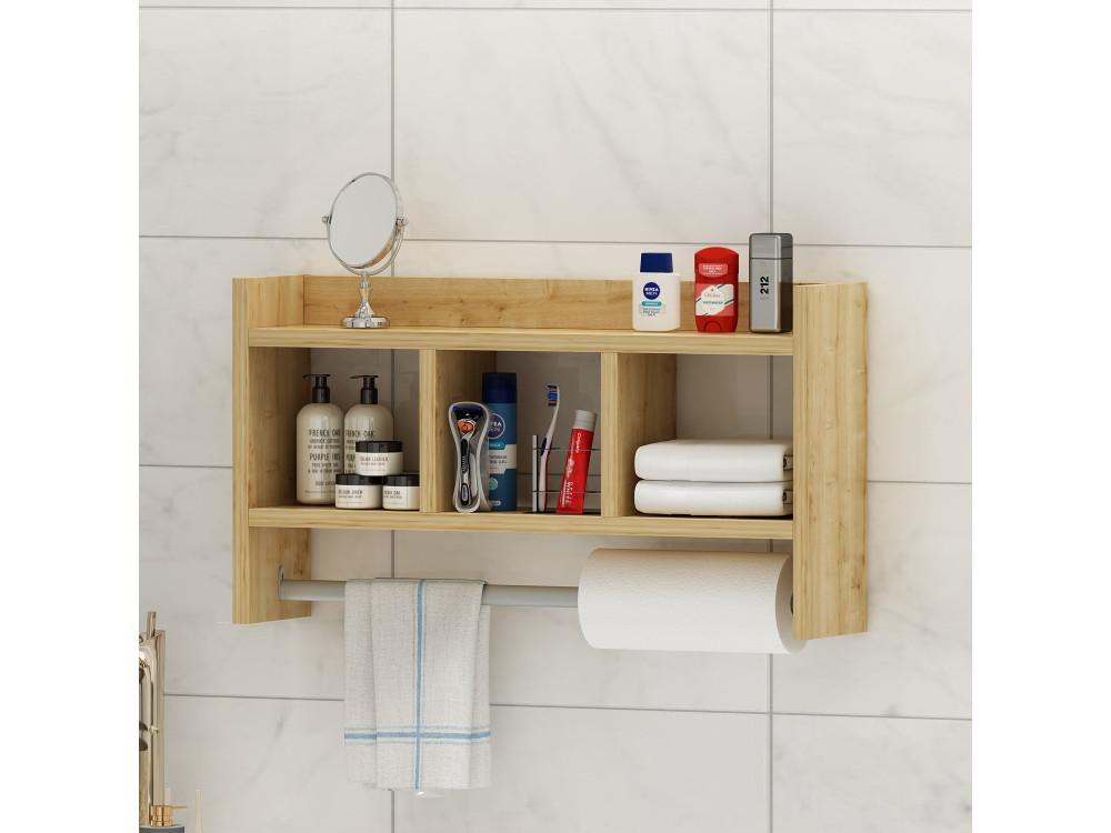 Étagère murale en bois "Asya" - 63 x 14 x 35 cm - Beige