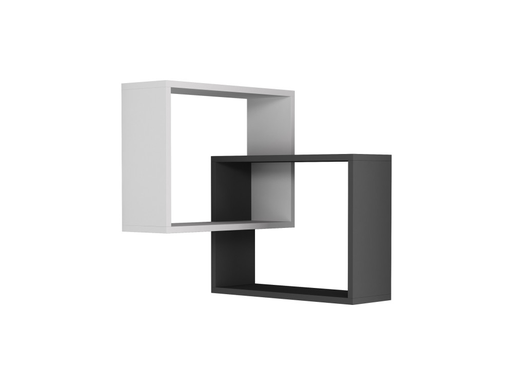 Lot de 2 étagères murales d'angle en bois "Ring" - 68 x 60 x 68 cm - Gris anthracite