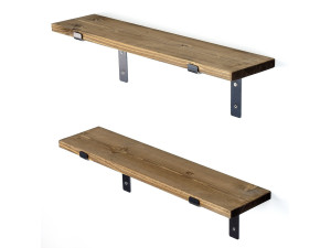 Lot de 2 étagères murales en bois en bois "Looby" - 60 x 14 x 16 cm - Marron