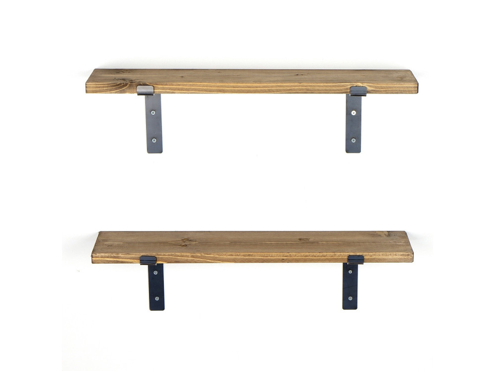 Lot de 2 étagères murales en bois en bois "Looby" - 60 x 14 x 16 cm - Marron