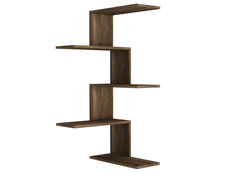 Étagère d'angle murale en bois "Caniko" - 51 x 29 x 109 cm - Marron