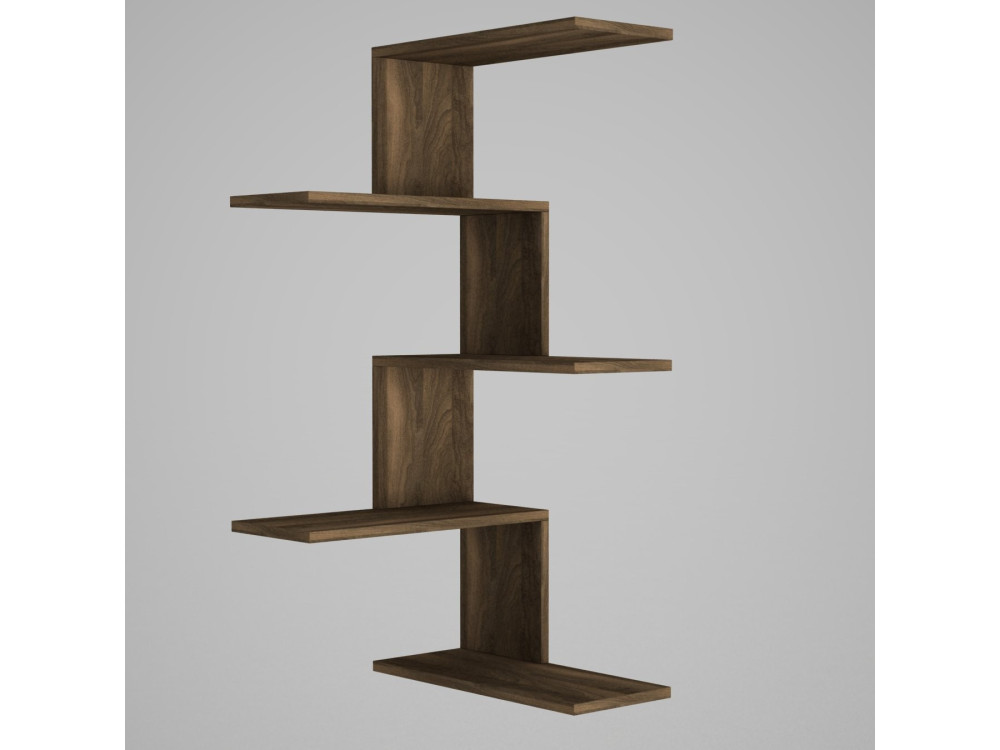 Étagère d'angle murale en bois "Caniko" - 51 x 29 x 109 cm - Marron