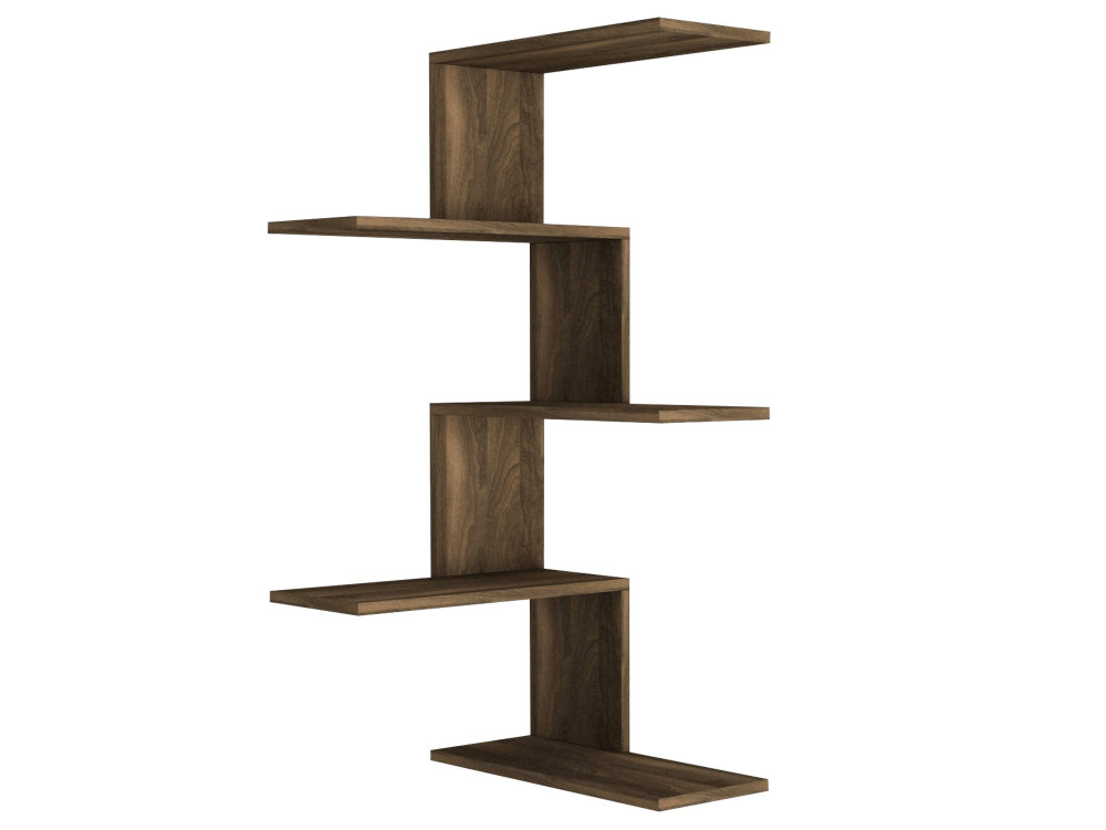 Étagère d'angle murale en bois "Caniko" - 51 x 29 x 109 cm - Marron