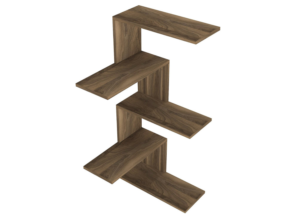 Étagère d'angle murale en bois "Caniko" - 51 x 29 x 109 cm - Marron