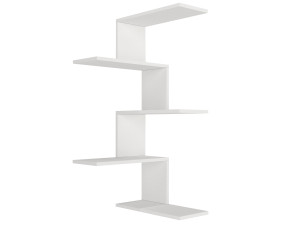 Étagère d'angle murale en bois "Caniko" - 51 x 29 x 109 cm - Blanc