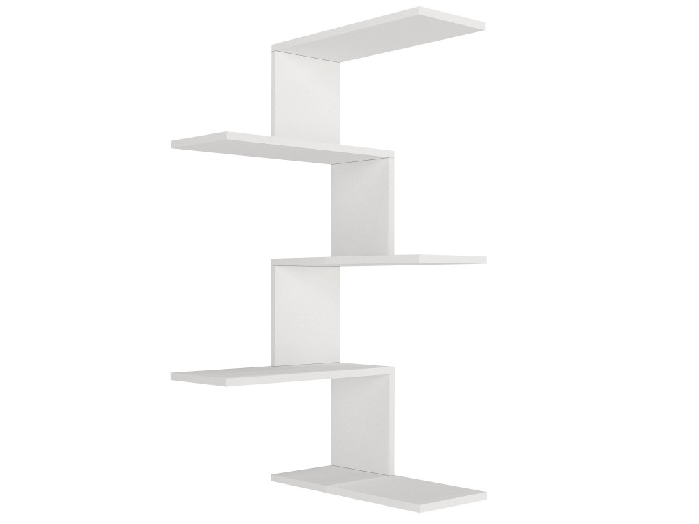 Étagère d'angle murale en bois "Caniko" - 51 x 29 x 109 cm - Blanc