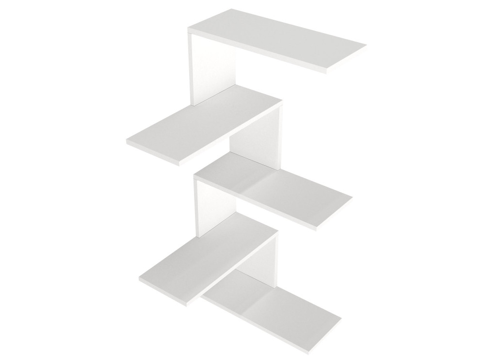 Étagère d'angle murale en bois "Caniko" - 51 x 29 x 109 cm - Blanc