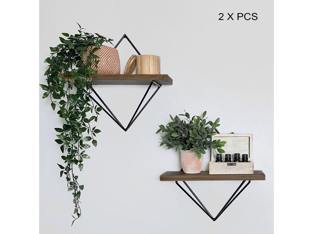 Étagères murales en bois en bois "WR046" - 30 x 14 x 30 cm - Marron