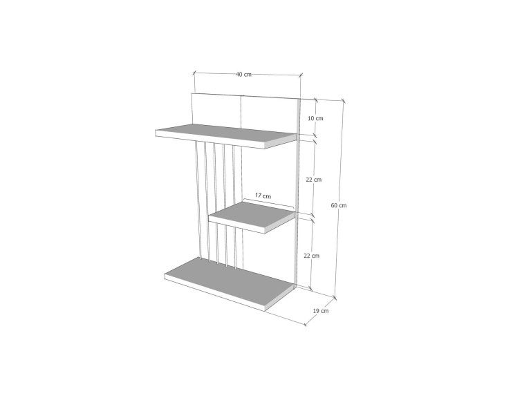 Étagère murale en bois "Kinik" - 40 x 19 x 60 cm - Blanc