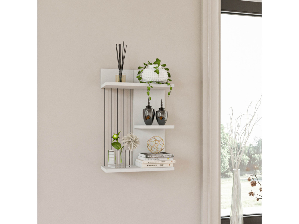 Étagère murale en bois "Kinik" - 40 x 19 x 60 cm - Blanc