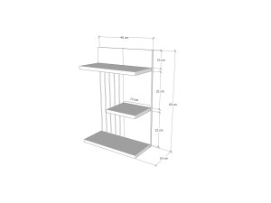 Étagère murale en bois "Kinik" - 40 x 19 x 60 cm - Gris anthracite