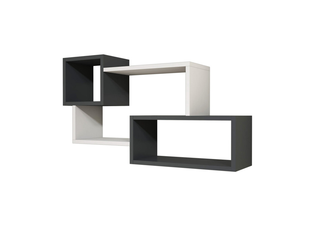 Étagère murale en bois "Afro" - 90 x 20 x 51 cm - Gris anthracite