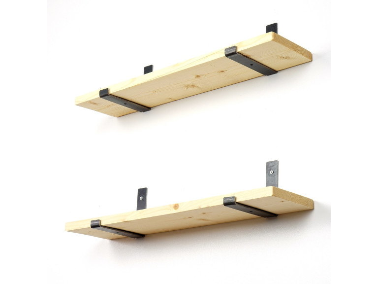 Lot de 2 étagères murales en bois en bois "LAM008" - 60 x 14 x 16 cm - Beige