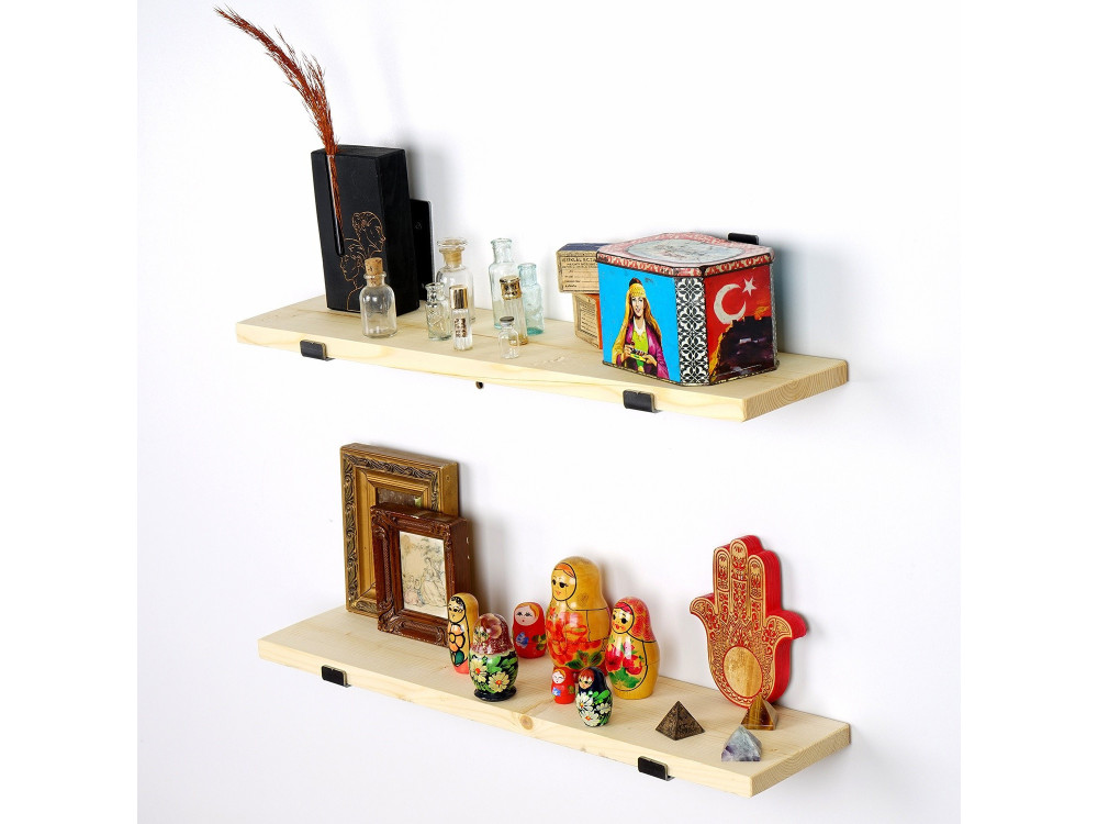 Lot de 2 étagères murales en bois en bois "LAM008" - 60 x 14 x 16 cm - Beige