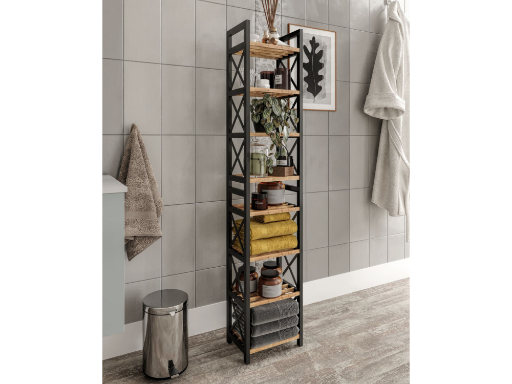 Étagère multifonctionnelle en bois "Mini" 23 x 18 x 128 cm - Noir