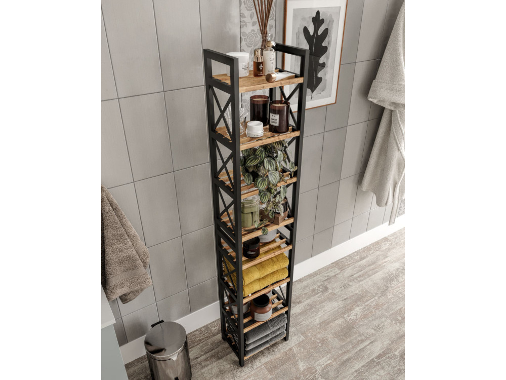Étagère multifonctionnelle en bois "Mini" 23 x 18 x 128 cm - Noir