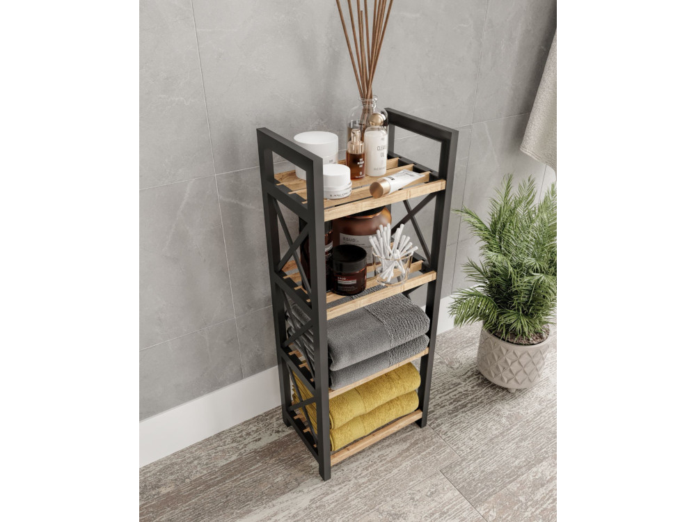 Étagère multifonctionnelle en bois "Mini" - 23 x 18 x 64 cm - Noir