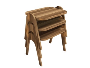 Lot de 3 tables basses gigognes en bois "Paris" - 48 x 35 x 72 cm - Marron