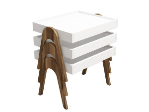 Lot de 3 tables basses gigognes en bois "Roma" - 53 x 40 x 64 cm - Blanc