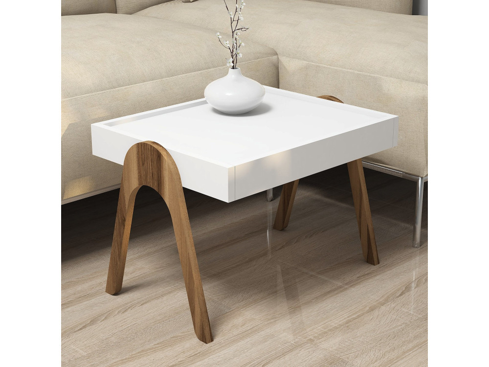 Lot de 3 tables basses gigognes en bois "Roma" - 53 x 40 x 64 cm - Blanc