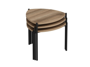 Lot de 3 tables basses gigognes en bois "Lenny" - 45 x 45 x 45 cm - Marron