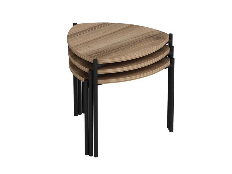Lot de 3 tables basses gigognes en bois "Lenny" - 45 x 45 x 45 cm - Marron