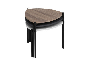 Lot de 3 tables basses gigognes en bois "Lenny" - 45 x 45 x 45 cm - Multicolore