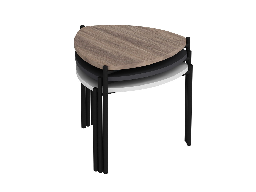 Lot de 3 tables basses gigognes en bois "Lenny" - 45 x 45 x 45 cm - Multicolore