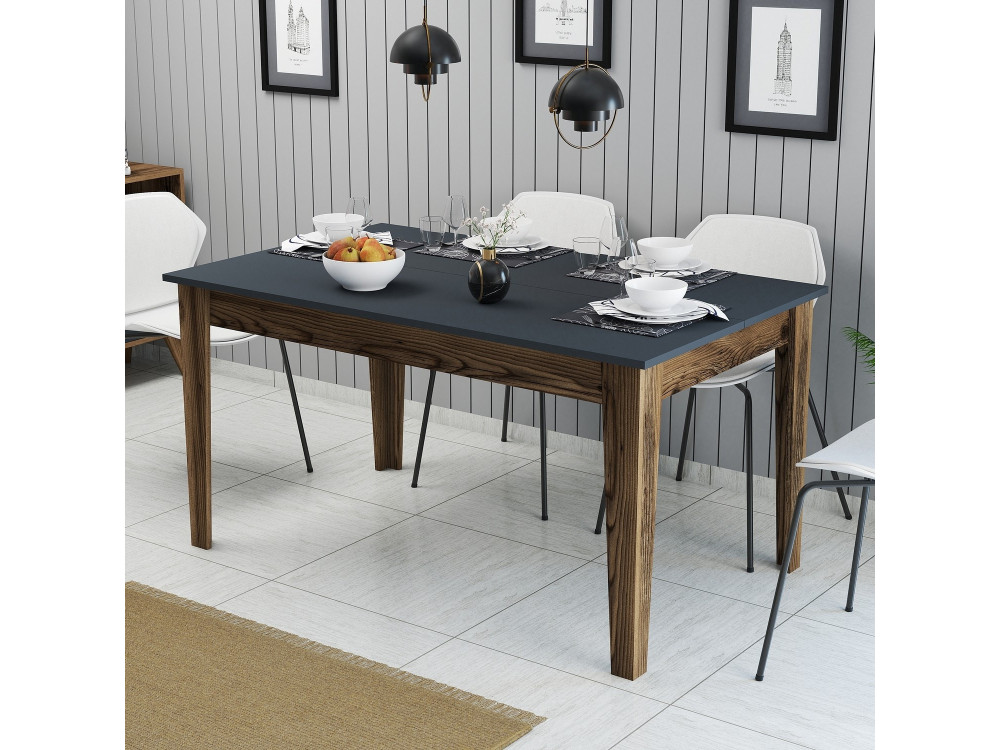 Table de repas en bois "Milan500" - 145 x 88 x 75 cm - Gris anthracite