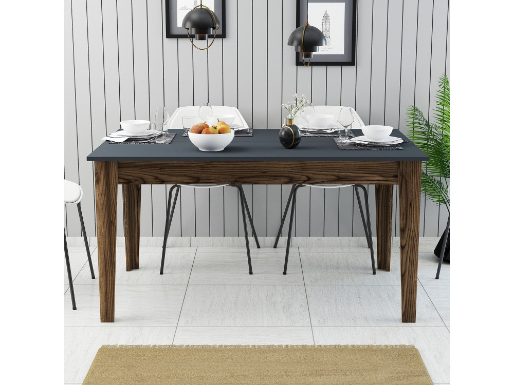 Table de repas en bois "Milan500" - 145 x 88 x 75 cm - Gris anthracite