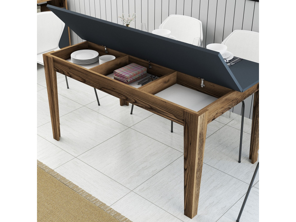 Table de repas en bois "Milan500" - 145 x 88 x 75 cm - Gris anthracite