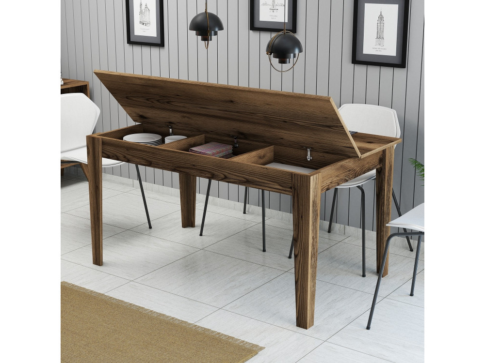 Table de repas en bois "Milan500" - 145 x 88 x 75 cm - Marron