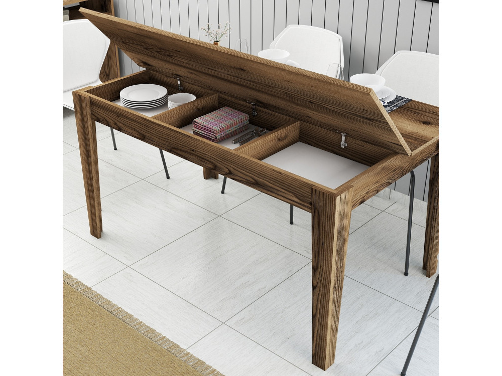 Table de repas en bois "Milan500" - 145 x 88 x 75 cm - Marron