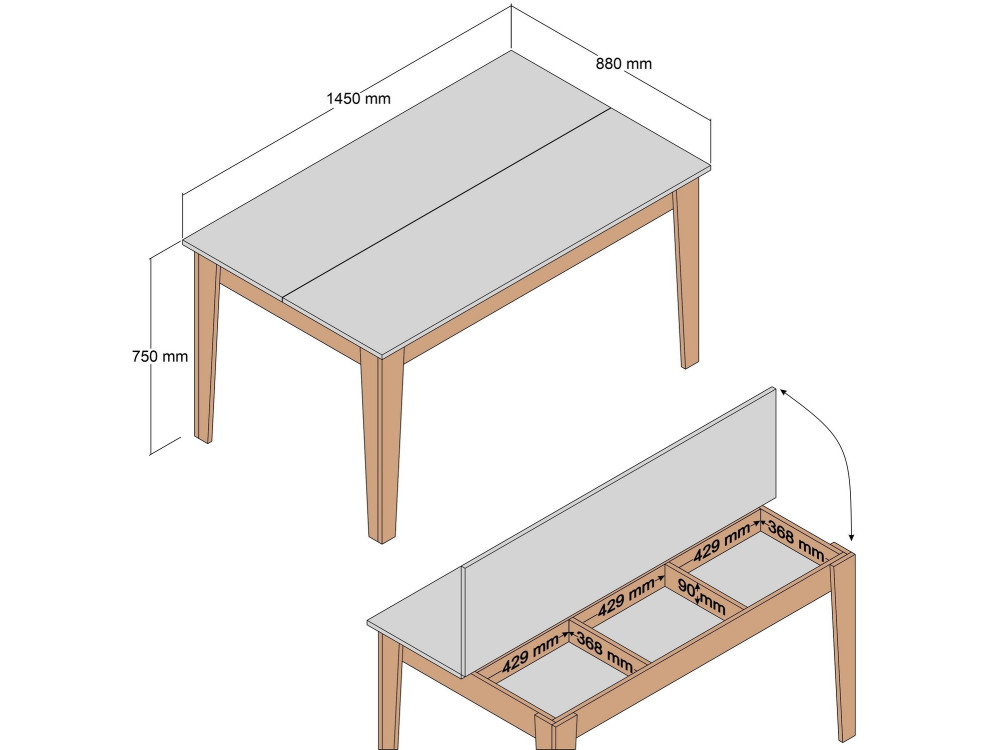 Table de repas en bois "Milan500" - 145 x 88 x 75 cm - Marron