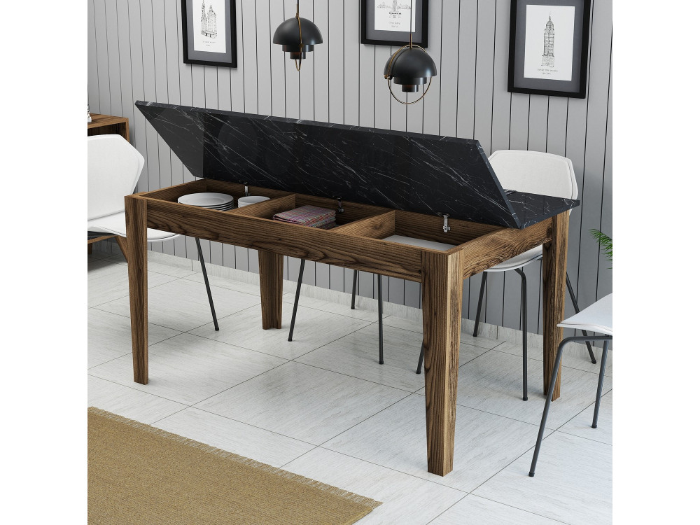 Table de repas en bois "Milan500" - 145 x 88 x 75 cm - Noir