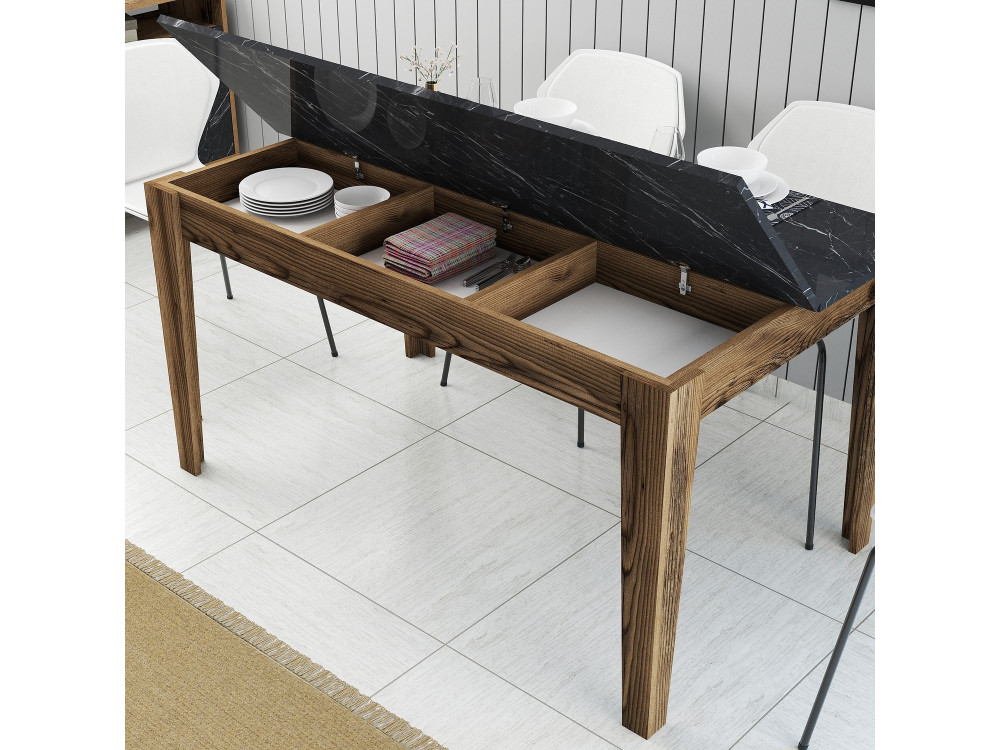 Table de repas en bois "Milan500" - 145 x 88 x 75 cm - Noir