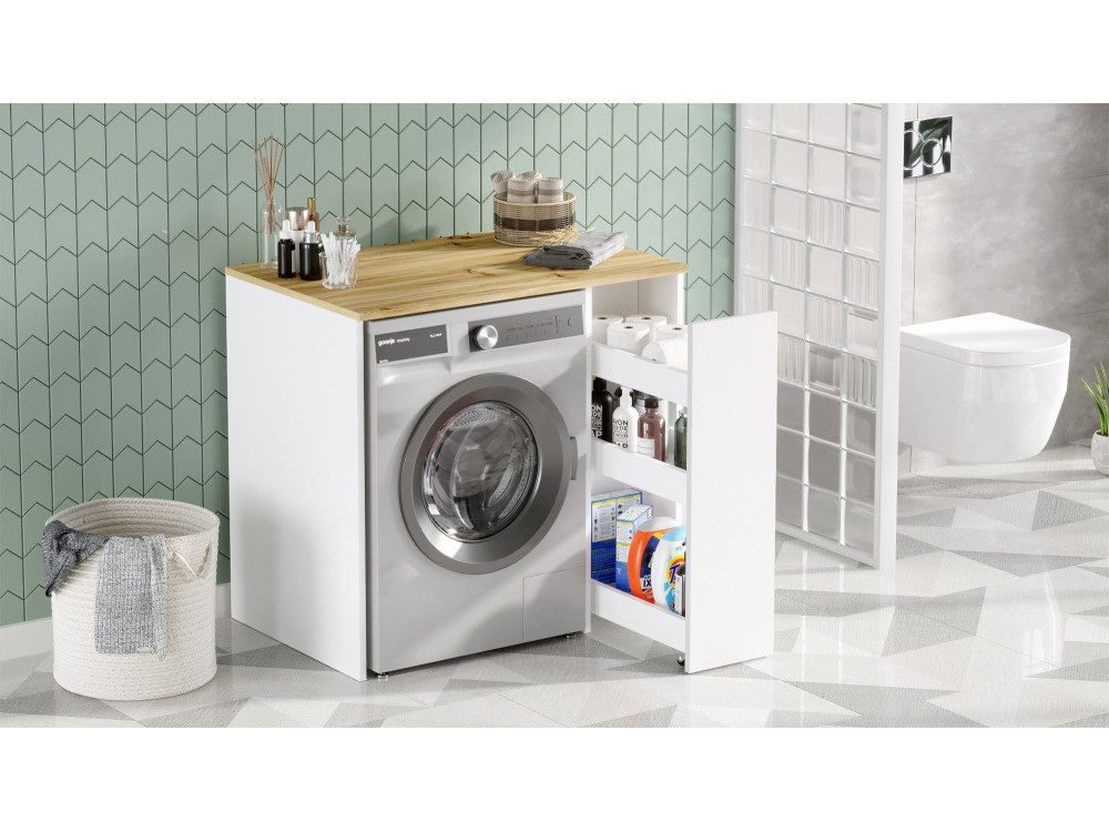 Meuble de salle de bain pour lave-linge en bois "SA1" - 93 x 60 x 88 cm - Blanc