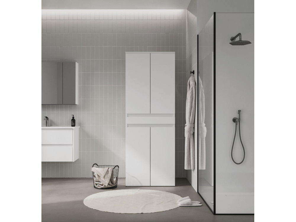 Meuble Machine à Laver "Neve 70" - 70 x 73 x 193 cm - Matte White