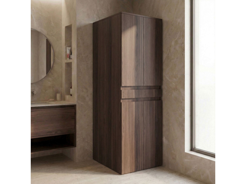 Meuble Machine à Laver "Neve 70" - 70 x 73 x 193 cm - Dark Walnut