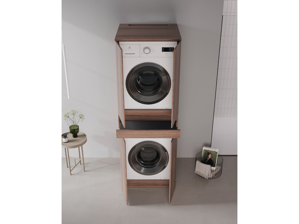 Meuble Machine à Laver "Neve 70" - 70 x 73 x 193 cm - Dark Walnut