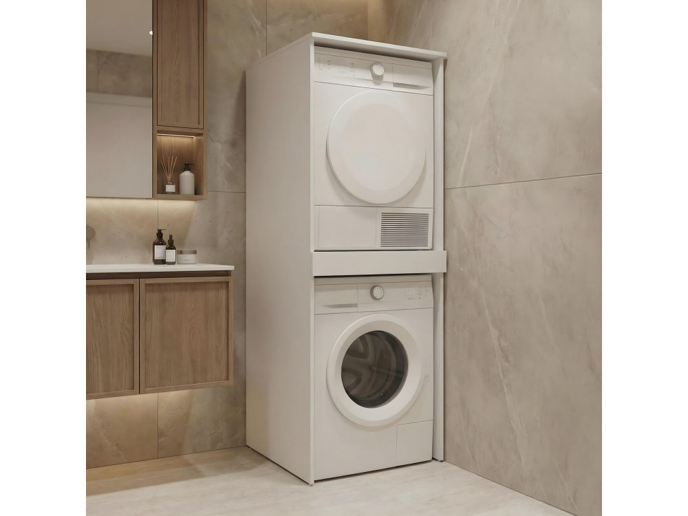 Meuble Machine à Laver "Linfa 70" - 70 x 73 x 193 cm - Matte White
