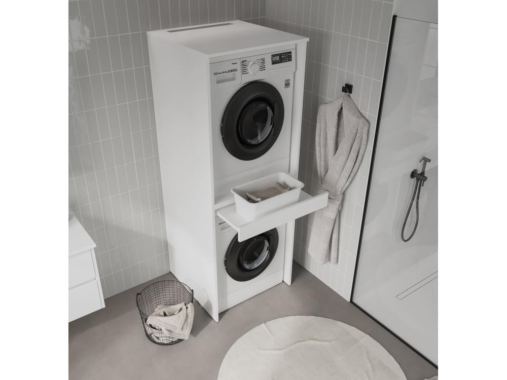 Meuble Machine à Laver "Linfa 70" - 70 x 73 x 193 cm - Matte White