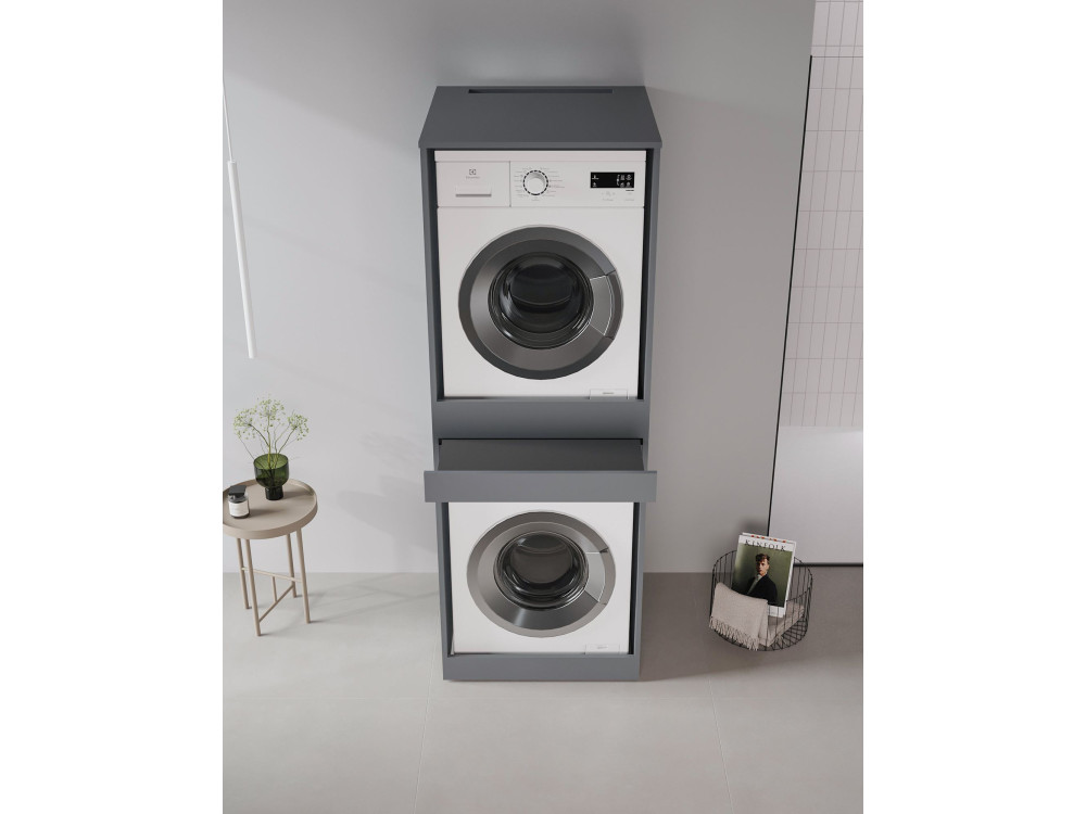 Meuble Machine à Laver "Linfa 70" - 70 x 73 x 193 cm - Matte Anthracite