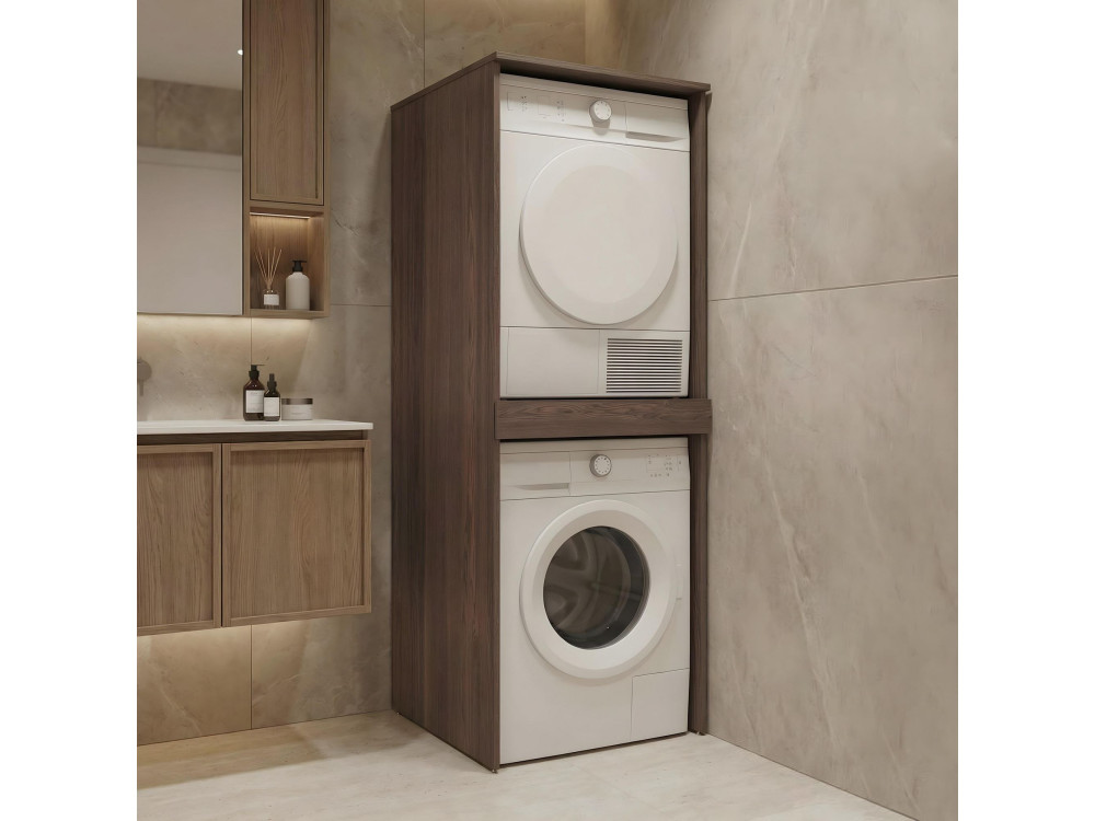 Meuble Machine à Laver "Linfa 70" - 70 x 73 x 193 cm - Dark Walnut
